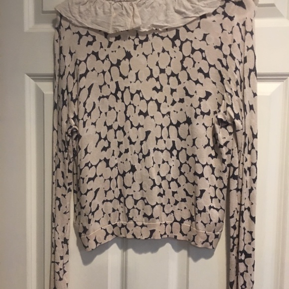 Simply Vera Wang Cotton/Rayon Cardigan - Lightweight, Ruffled Collar, Size L - Picture 2 of 5